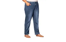 On The Plus Side Plus Size Premium Relaxed Leg Five Pocket Denim Jeans In Medium Wash Denim