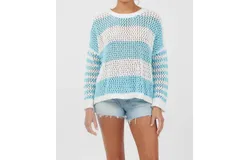 Vintage Havana Stripe Tropical Crew In Blue