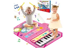 Toys for 1 year old baby&colon; Baby Music Mat Toddler Toddler Toys 1-2 years old 2-in-1 Piano Drum Baby Play Mat Baby Music Toys 12-18 months baby birthday Valentine&apos;s Day gift for 1 2 3 year old boys and girls pink