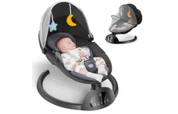 Baby Swing&comma;  Electric Baby Swing for Infants to Toddler&comma; Bluetooth Baby Rocker with Music Speaker&comma; Protable Bouncer for Baby&comma; 5 Sway Speeds 6 Seat Positions&comma; Remote Control for Indoor&comma; Boy&comma; Girl