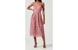 Astr Lace A Line Midi Dress In Pink Mauve