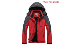 Women&apos;s Winter Jacket Waterproof Ski Jacket Warm Fleece Jacket Multi Pocket Parka Raincoat L Size red