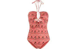 Ulla Johnson Women Minorca Maillot Rosa Halter Cuot-Out One-Piece Swimsuit