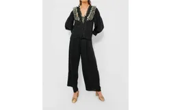 The Great. The Ruffled Tuxedo Top In Black/cream