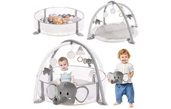 5-in-1 XL Large Baby Gym & Ball Pit&comma; Play Mat & Play Gym&comma; Combination Baby Activity Gym with Milestone Cards for Sensory Exploration and Motor Skill Development&comma; Balls are not Included