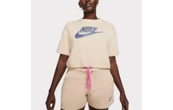 Nike Air Sportswear Short Sleeve Top In Shimmer Tan