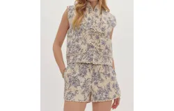 Entro Show Me The Way Floral Quilted Vest In Ecru