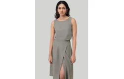 Overlap Midi Skirt in Dark Green