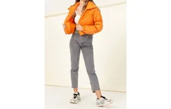 Hyfve Chill With Me Long Sleeve Puffer Jacket In Orange