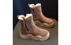 LANGXIYAN Snow boots for women in autumn and winter new women&apos;s shoes thick-soled Martin boots short boots plus velvet large cotton shoes versatile