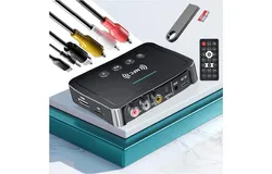 Bluetooth Adapter USB 5&period;0&comma; POMME NFC Bluetooth Adapter Car 3 in 1 Bluetooth Transmitter&comma; 3&period;5 mm AUX&sol;RCA Bluetooth Adapter Stereo System Bluetooth Audio Adapter for Speaker&comma; TV&comma; Computers and Car