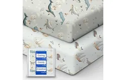 Premium Fitted Baby Boy Crib Sheets for Standard Crib Mattress Ultra-Soft Jersey Knit Crib Mattress Sheet&comma; Safe and Snug&comma; Durable&comma; Stylish Crib Sheet&comma; 28&apos;&apos;x52&apos;&apos;x9&apos;&apos; Extra Deep Pocket &lpar;Whale Dreams&rpar;