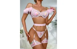 Lingerie&comma; Sexy Embroidered Lingerie&comma; Feather Chain Pajamas&comma; Floral Bow Lingerie Sets