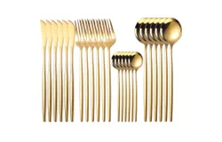Juego de Cubiertos de 24 Piezas&comma; Cubiertos de Acero Inoxidable para 6 Personas Incluye Cuchillos&comma; Tenedores y Cucharas&comma; Set de Cubiertos para Cocina&comma; Restaurante&comma;Aptas para Lavavajillas&lpar;Oro&rpar;
