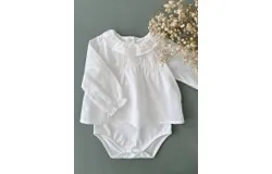 Noa De Cajou Girls Cotton Voile Embroidered Bodysuit In White