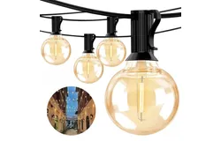 LED Outdoor String Lights for Patio 15M Bistro Lights with 25 Shatterproof G40 Globe Edison Bulbs&comma; Waterproof Café Lights&comma; Backyard Hanging Lights for Deck&comma; Pergola&comma; Porch&comma; Garden&comma; Gazebo
