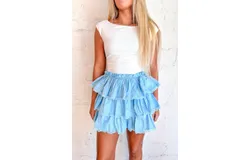Day &plus; Moon Top Tier Ruffle Skorts In Light Sky Blue