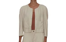 Le Jean Linen Sienna Jacket In Sand