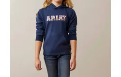 Ariat Kid&apos;s 3D Logo 2&period;0 Hoodie In Navy&sol;red