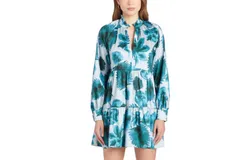 Amanda Uprichard Saffron Dress In Printed Twill In Palm Print