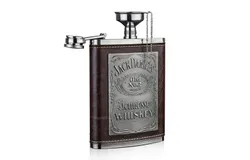 Flask flagon with Funnel Leather Stainless Steel Flask 8oz Leak proof Hip Flask for Liquor Whiskey Vodka Alcohol Gift for Men