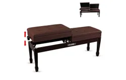 Duet Piano Bench w Storage For Two Wooden Adjustable Keyboard Stool - Adults & Kids