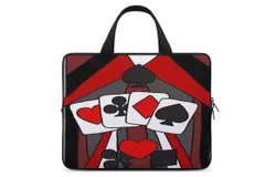 Artistic Fun Playing Cards Abstract Art Laptop Bag Women Man 10 12 13 15 17 Inch Office Notebook Travel Computer Handbag Waterproof Bag Notebook Cover