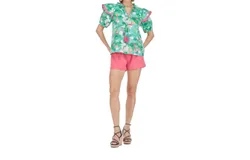 Joy Joy Flutter Sleeve Top In Village Paradise