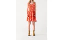 Dex Smocked Mini Dress In Orange