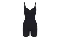 Skims Seamless Sculpt Mid Thigh Bodysuit In Onyx