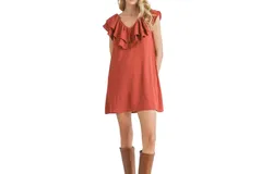 Sadie & Sage Collectible Layered Ruffle Mini Dress In Marsala