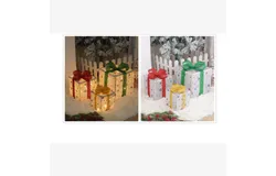 Christmas Lighted Gift Boxes&comma; Set of 3 Christmas Decorations for Home&comma; Light up Christmas Ornaments&comma; -silver star birthday gift box
