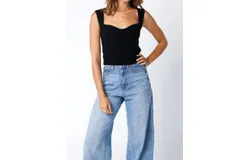 Olivaceous Bustier Sweater Top In Black