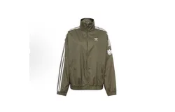 adidas Originals RETRO TREFOIL Unisex Long - Sleeve Jacket in Olive Green - Side Stripe&comma; Retro Sports&comma; Stand - Collar&comma; Zip - Up