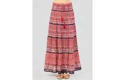 M&period;a&period;b&period;e&period; Mari Print Maxi Skirt In Red Multi