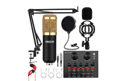 Pro Audio Condenser Microphone Mic Kit w&sol; Mixer RM 8 BG