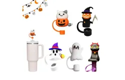 2025 New Cute Ghost Halloween Straw Topper&comma;Silicone Straw Covers&comma;Dustproof Straw Tips&comma;Lids Cup Accessories &lpar;Pack of five&rpar;