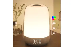Touch Wake Up Night Light with Sunrise Simulation Alarm Clock&comma; 3 Ways Dimmable Warm White Bedside Lamp for Kid Bedrooms RGB Ambient Table Nightstand Light&comma;