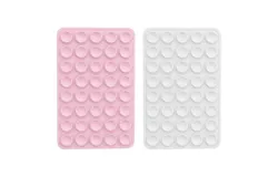Silicone Suction Phone Case Adhesive Mount&comma; Hands-Free Sticky Phone Grip - pink&plus;white