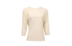 Linda Leal Three Quarter Sleeve Shell In Cream