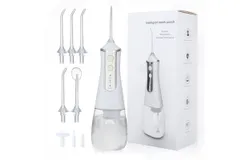 High-powered&comma; rechargeable&comma; waterproof flosser including replacement tip