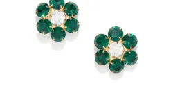 The Pink Reef Women&apos;s Handcrafted Floral Gem In Emerald