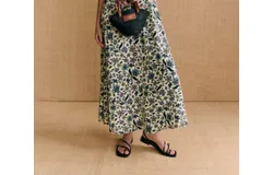Sezane X Momoni Rena Crossed Straps Long Dress In Arabesque Blue