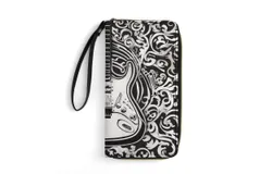 Vintage Guitar With Wings Wallet for Womens PU Leather Zip Around Wallers Clutch Wristlet Travel Long Purse