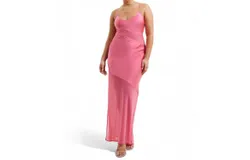 French Connection Inu Satin Strappy Dress In Camellia Rose