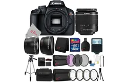 Canon EOS T100 18MP Digital SLR Camera &plus; 18-55mm Lens &plus; 32GB Memory Card &plus; 58mm Telephoto & Wide Angle Lens &plus; 58mm Filter &plus; Macro Kit &plus; Wallet &plus; Reader &plus; Tall Tripod &plus; Slave Flash &plus; Case &plus; Cleaning Kit &plus; Mini Tripod