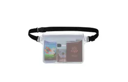 Waterproof Pouch with Adjustable Waist Strap&comma; Waterproof Dry Bag&comma; Keeps Cell Phones and Valuables Safe and Dry&comma; Perfect for Kayaking&comma; Beach&comma; Camping and Swimming-semi-transparent white