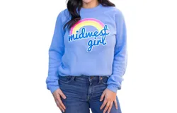 Midwest Tees Erica Crew Graphic Sweatshirt In Carolina Blue