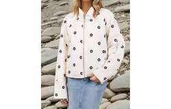 Lovelo Tory Flower Accent Puff Jacket In White