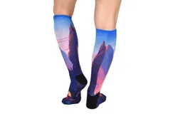Valley Camping Pattern CoolMax Socks, Nature Collection for Men & Women Eco-Friendly Colorful Crew Socks